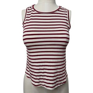 Green Envelope Los Angeles Womens Red White Striped Sleeveless Tank Top Small
